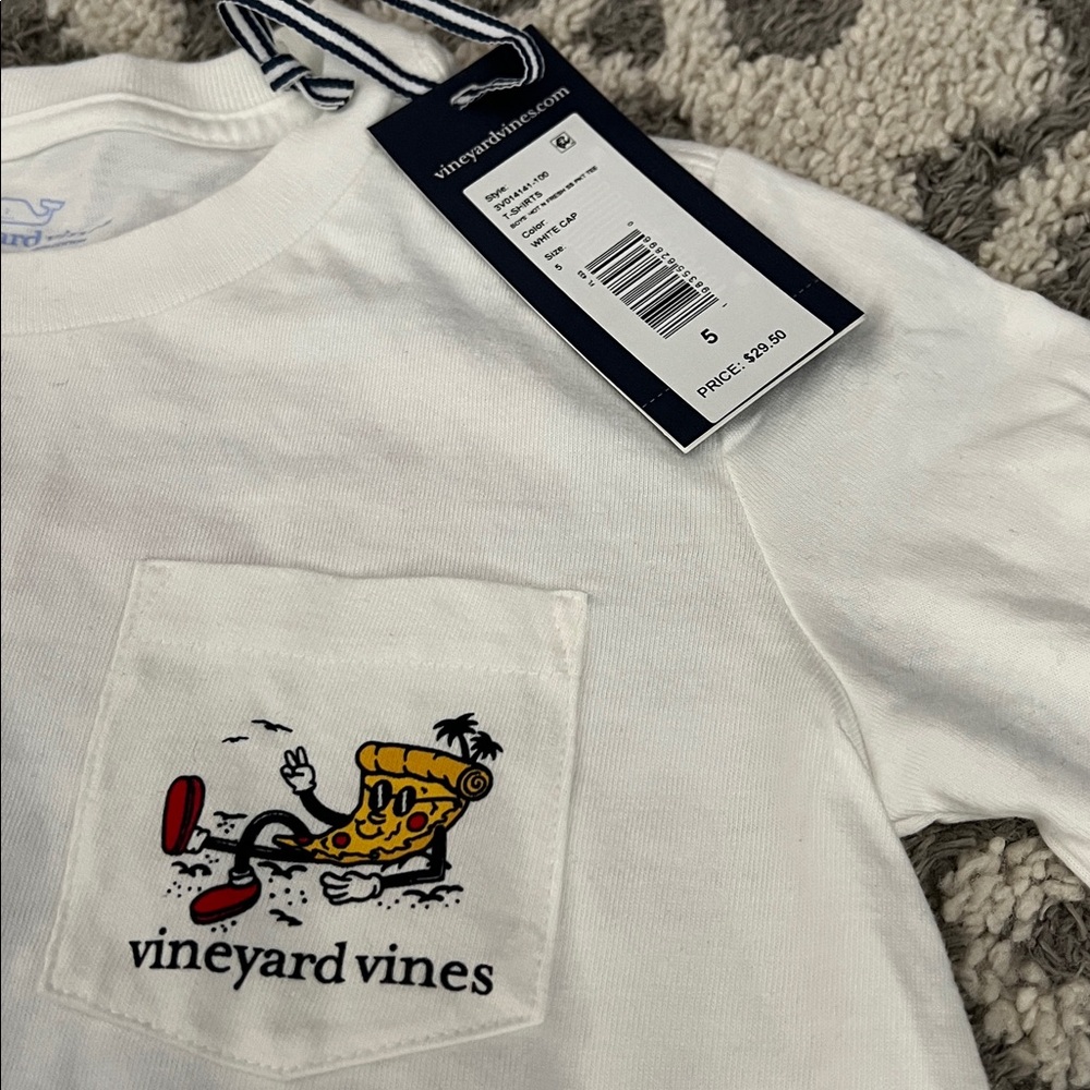 TWO Vineyard Vines boys’ t-shirts, size 5! EUC and NWT! Hockey, Pizza! - Picture 3 of 4